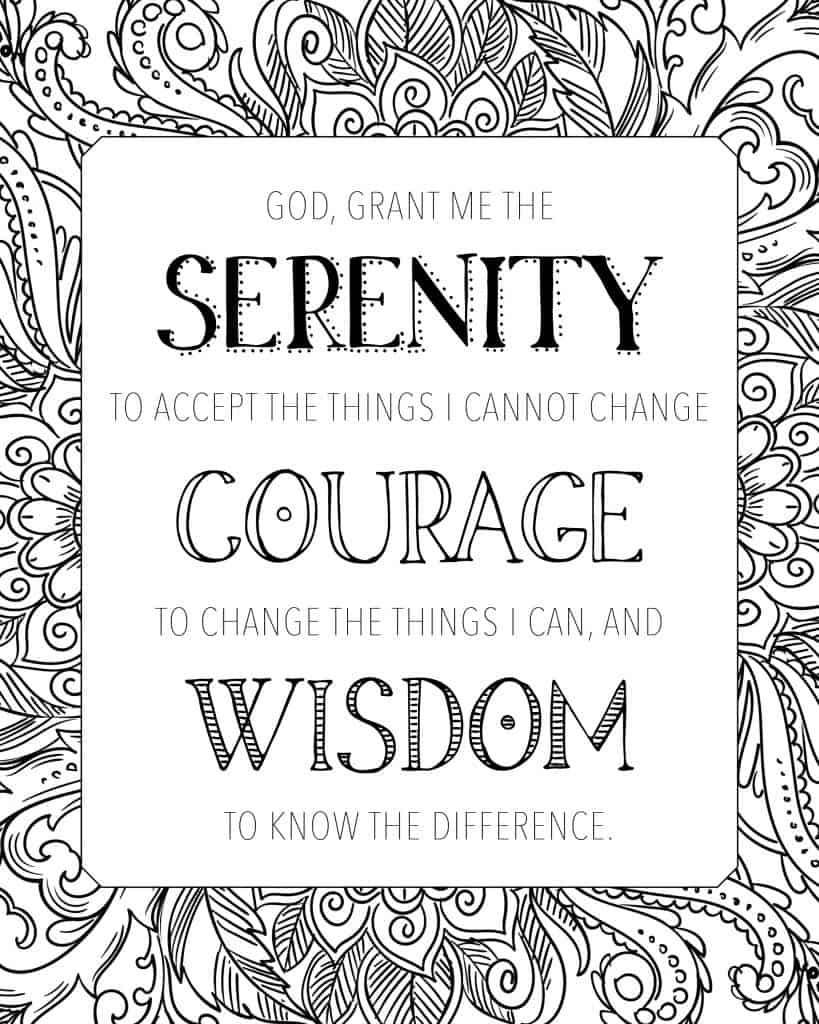 serenity prayer coloring page printable - my printable faith